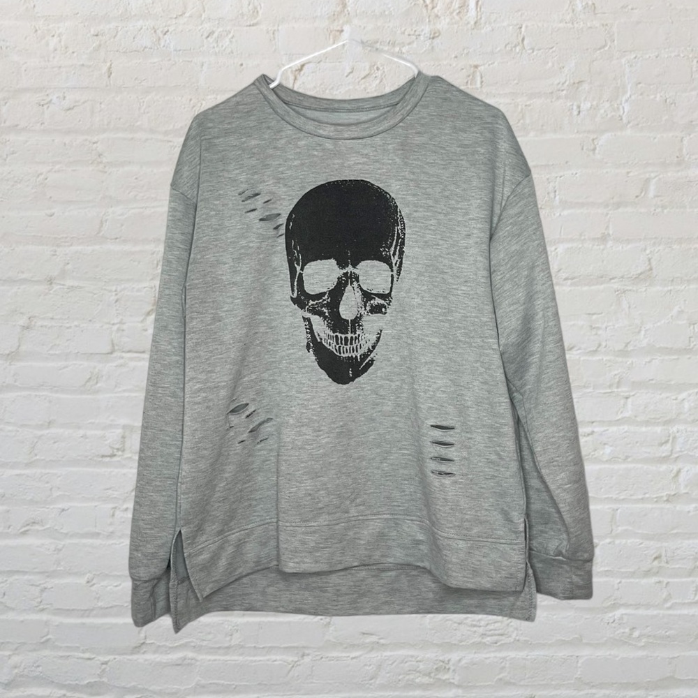 Unknown Brand Distressed Skull Sweater​